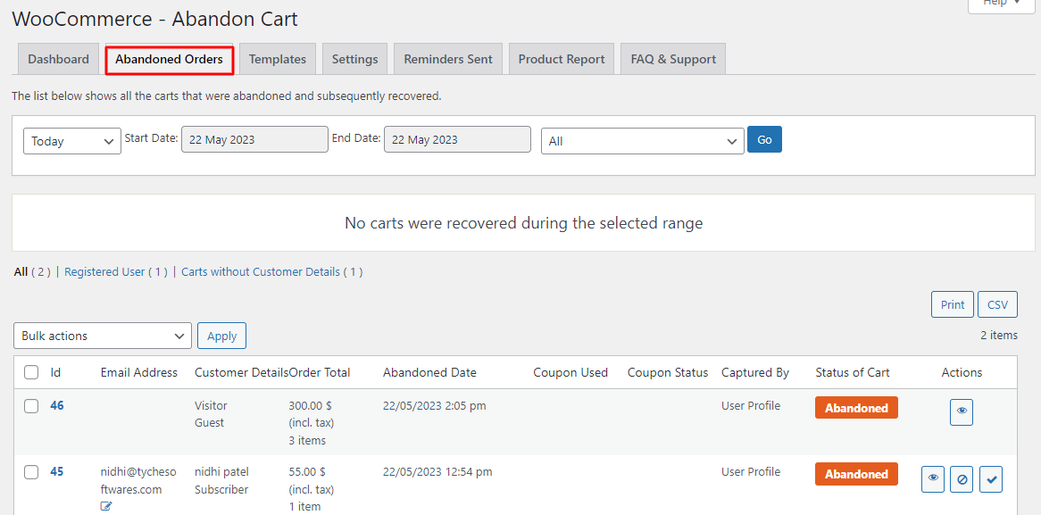 New Admin UI changes in v9.0.0 of Abandoned Cart Pro for WooCommerce plugin - Tyche Softwares Documentation