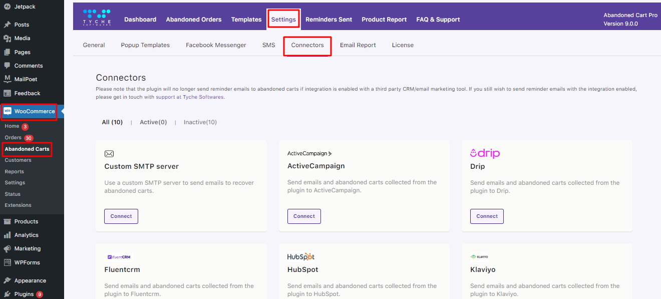 New Admin UI changes in v9.0.0 of Abandoned Cart Pro for WooCommerce plugin - Tyche Softwares Documentation