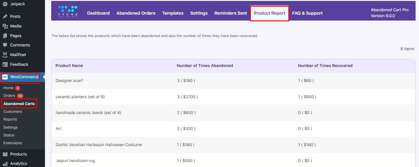 New Admin UI changes in v9.0.0 of Abandoned Cart Pro for WooCommerce plugin - Tyche Softwares Documentation