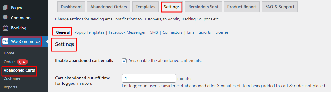 New Admin UI changes in v9.0.0 of Abandoned Cart Pro for WooCommerce plugin - Tyche Softwares Documentation