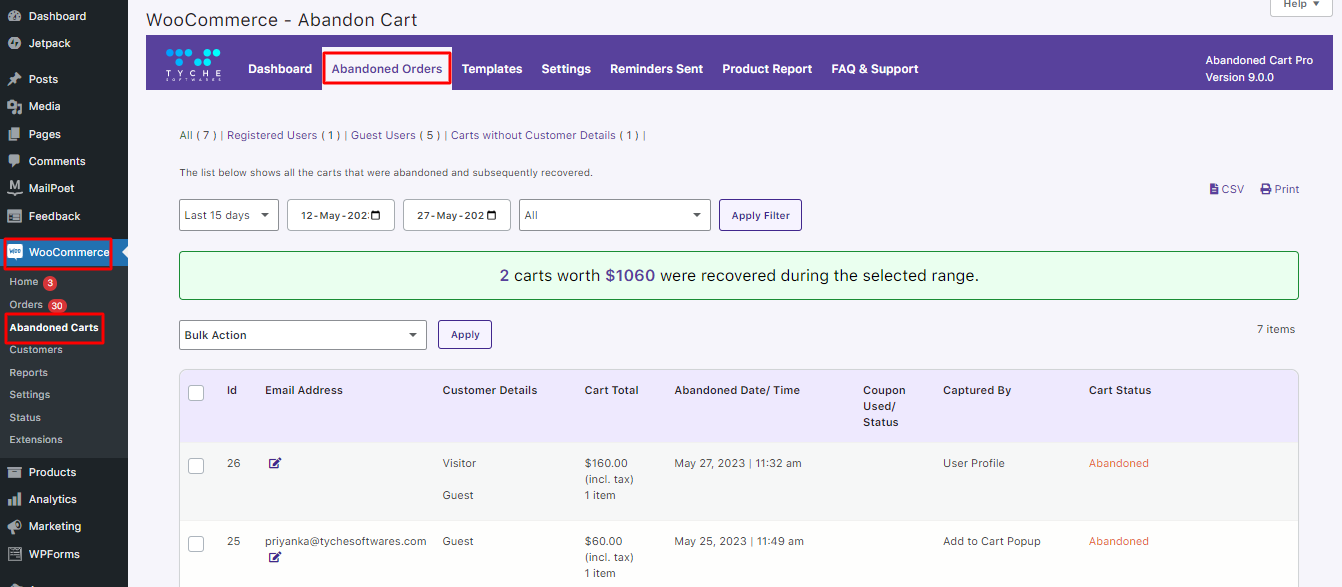 Abandoned Orders 1 Abandoned Orders - Tyche Softwares Documentation