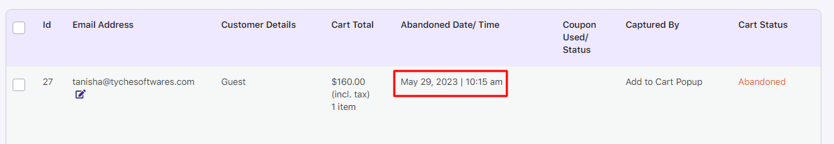 Abandoned Orders - Tyche Softwares Documentation