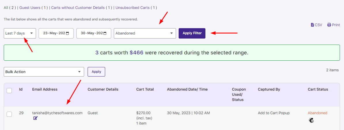 Abandoned Orders 60 Abandoned Orders - Tyche Softwares Documentation