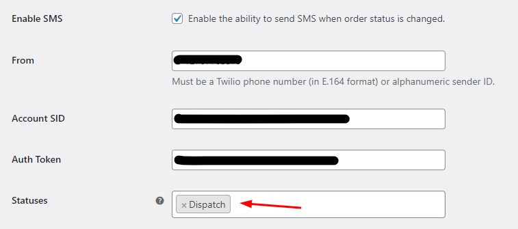 Notify customers about change in order status with SMS - Tyche Softwares Documentation
