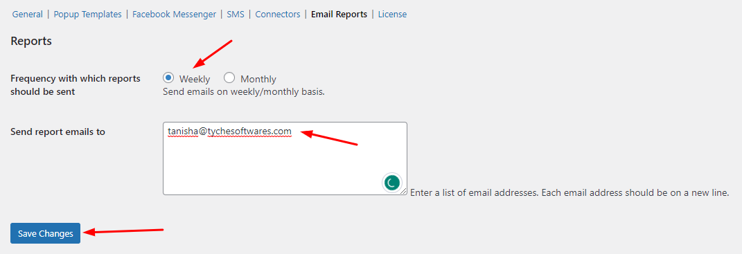 Receive Weekly or Monthly Reports via email - Tyche Softwares Documentation