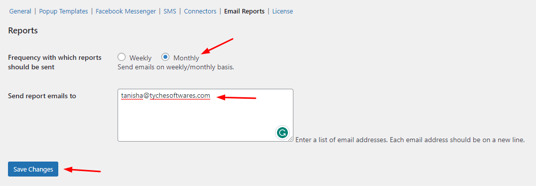 Receive Weekly or Monthly Reports via email - Tyche Softwares Documentation