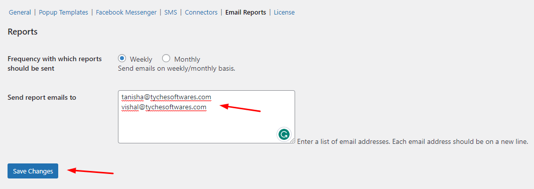 Receive Weekly or Monthly Reports via email - Tyche Softwares Documentation