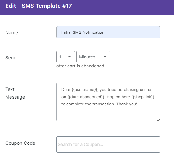 SMS Notifications - Tyche Softwares Documentation