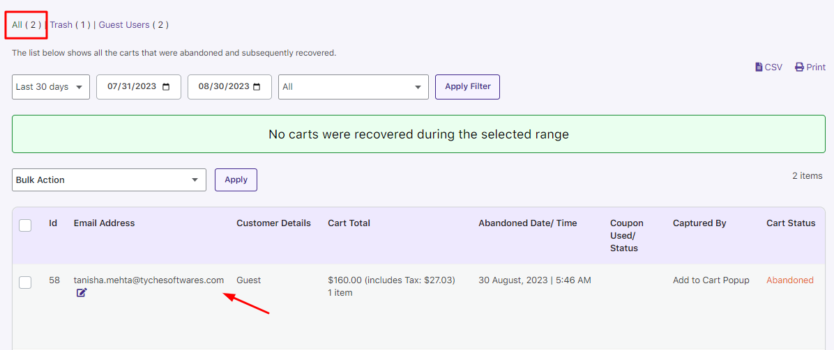 Abandoned Orders - Tyche Softwares Documentation