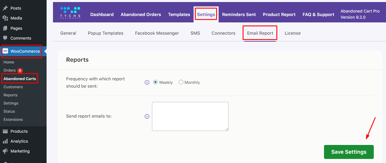 Email Report - Tyche Softwares Documentation