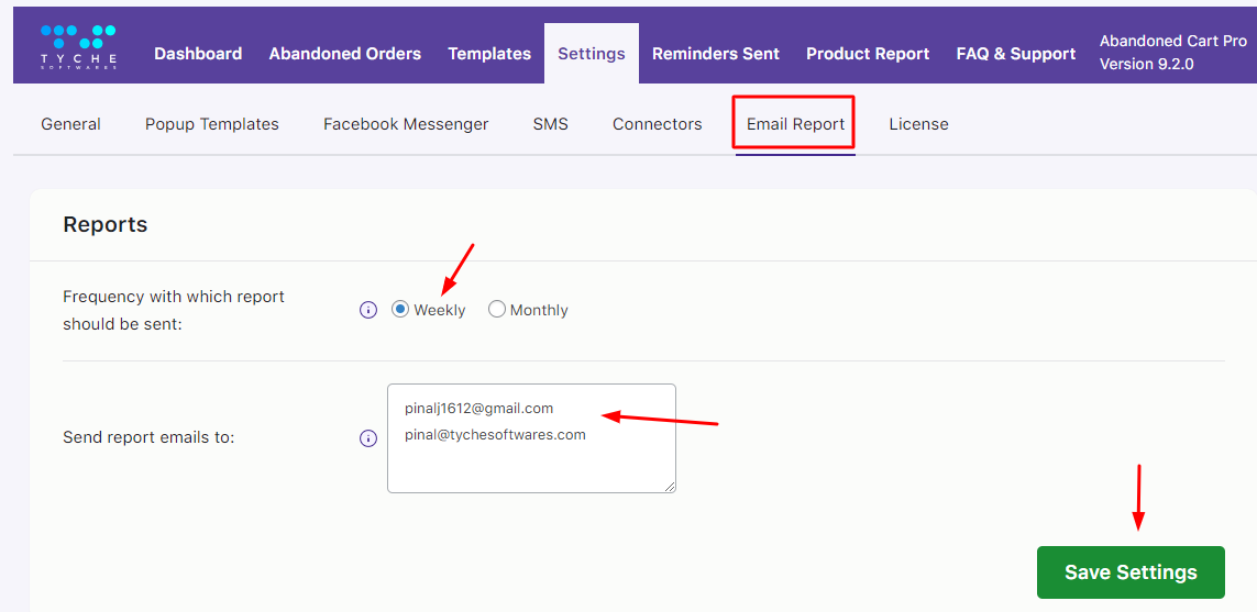 Email Report - Tyche Softwares Documentation