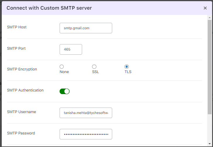 Integration with Custom SMTP - Tyche Softwares Documentation