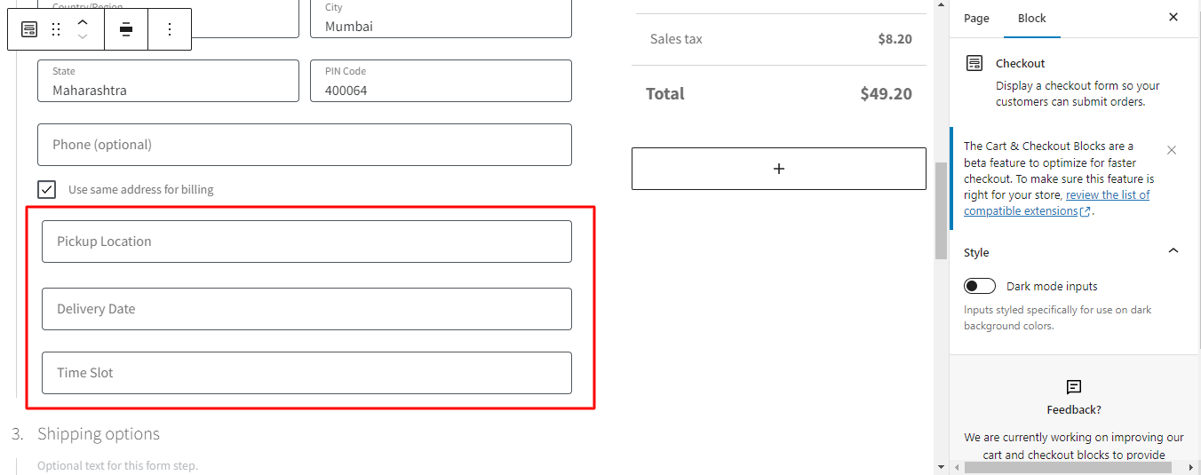 How can I display Delivery Fields using WooCommerce Gutenberg Checkout Block? - Tyche Softwares Documentation