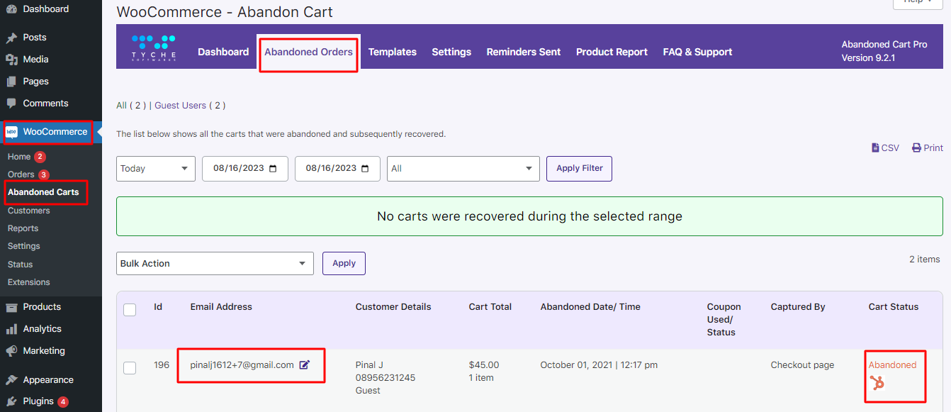 Integration with HubSpot - Tyche Softwares Documentation