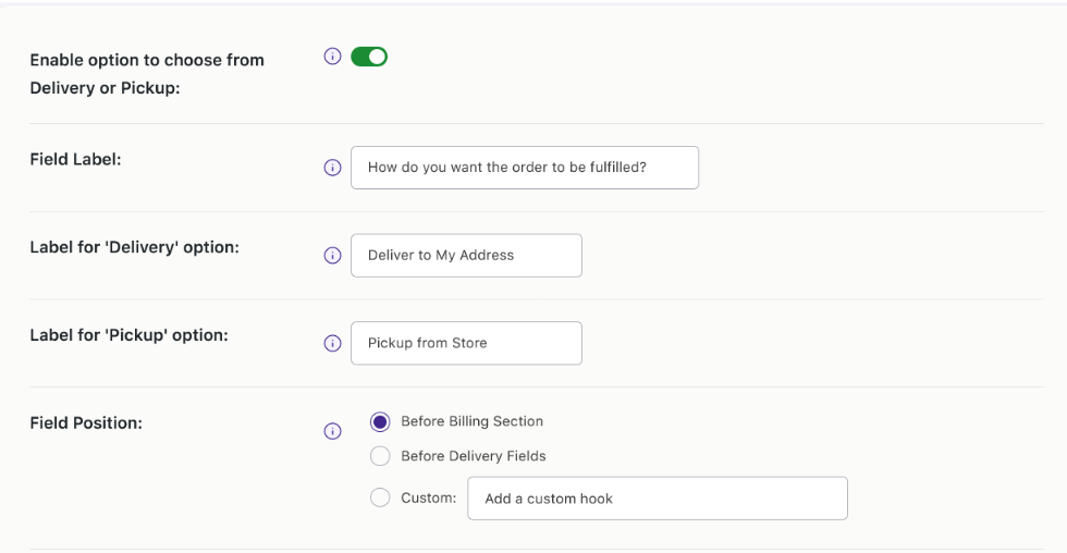 How can my customers select between Pickup or Delivery before entering the address? - Tyche Softwares Documentation