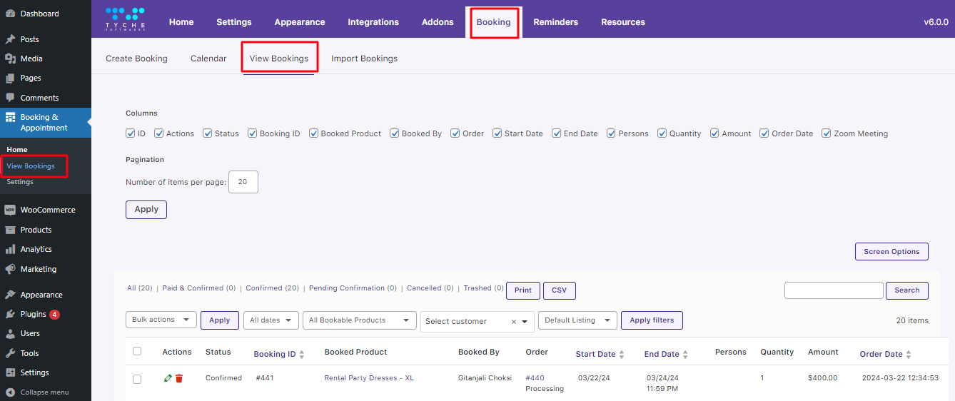 New Admin UI changes in v6.0.0 of Booking & Appointment for WooCommerce plugin - Tyche Softwares Documentation