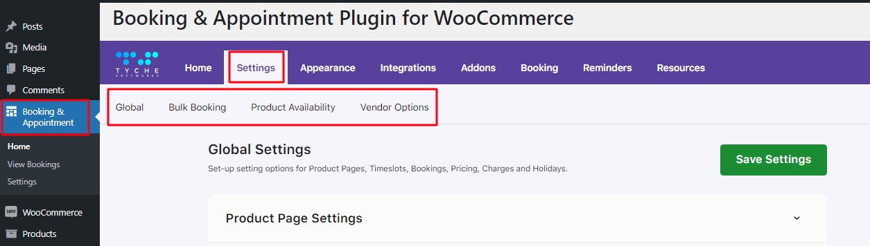 New Admin UI changes in v6.0.0 of Booking & Appointment for WooCommerce plugin - Tyche Softwares Documentation