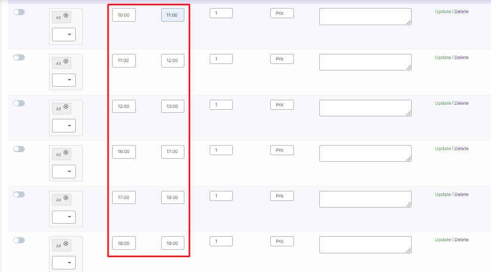 Bulk Booking Settings - Tyche Softwares Documentation