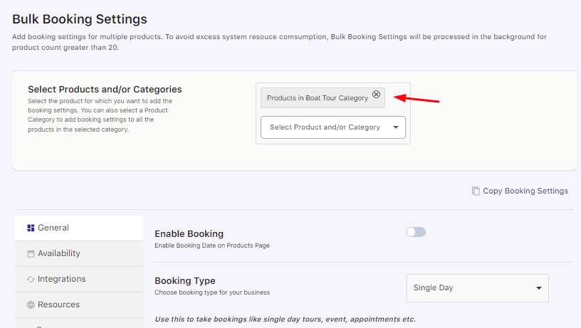 Bulk Booking Settings - Tyche Softwares Documentation