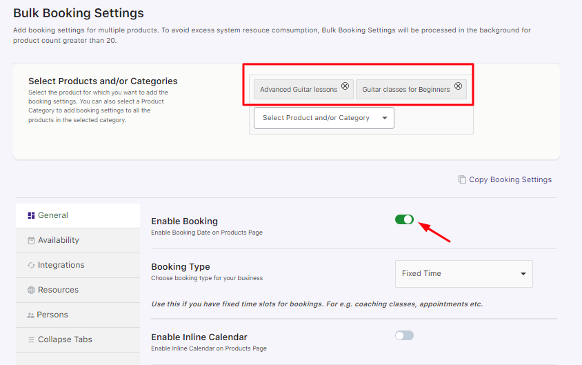 Bulk Booking Settings - Tyche Softwares Documentation