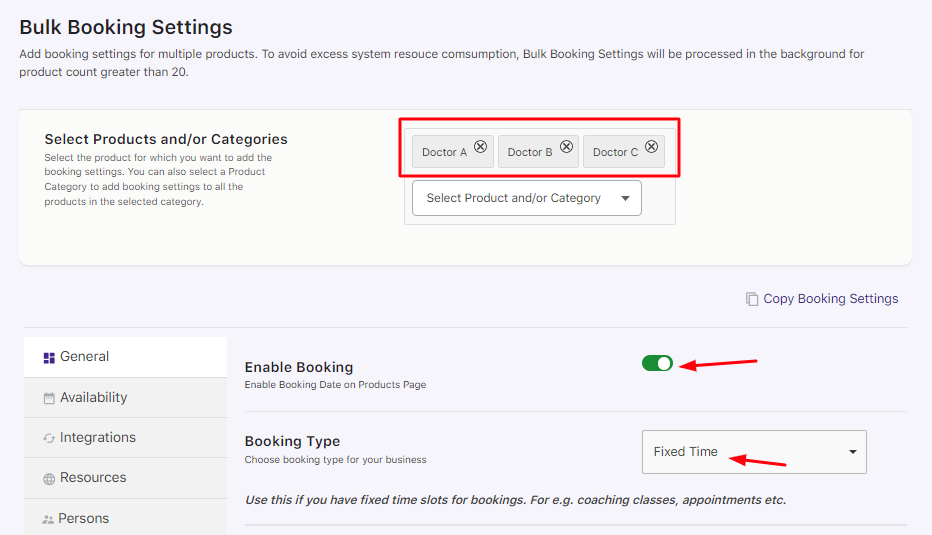 Bulk Booking Settings - Tyche Softwares Documentation