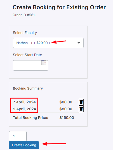 Create Booking - Tyche Softwares Documentation