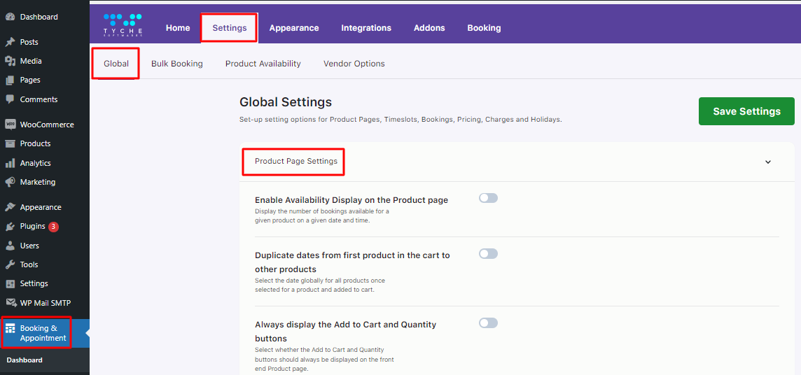 Global Settings 1 Global Settings - Tyche Softwares Documentation