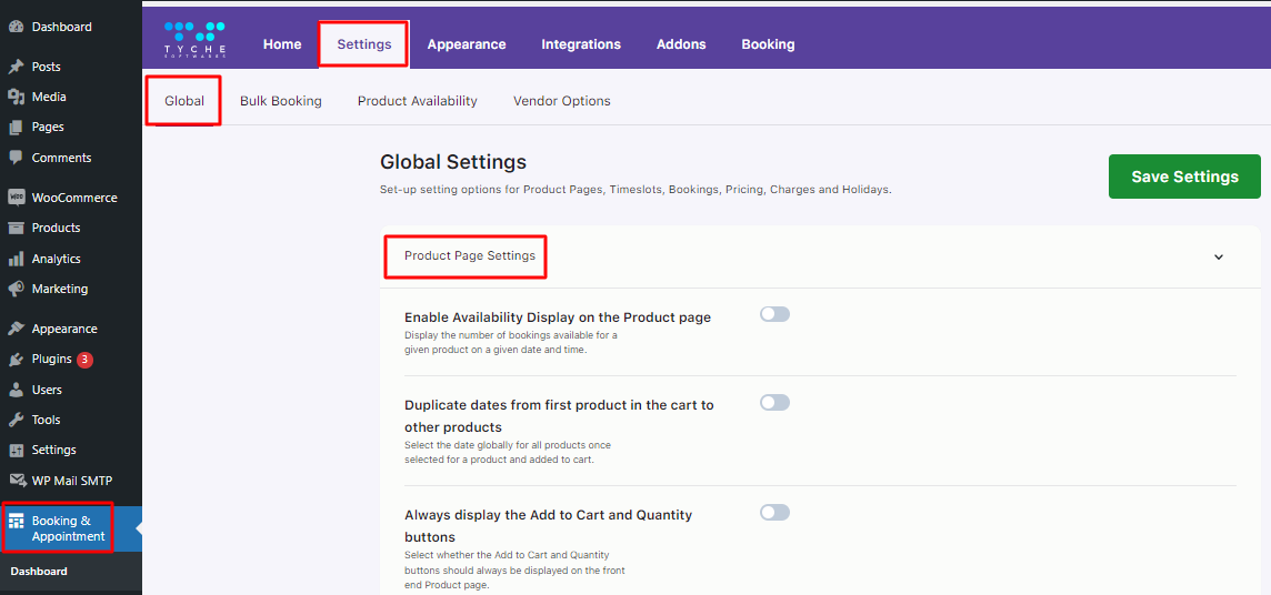 Global Settings - Tyche Softwares Documentation