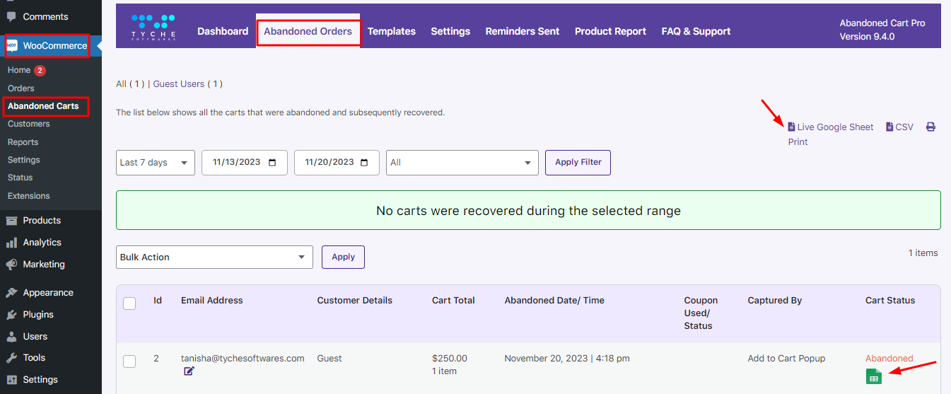 Integration with Google Sheets - Tyche Softwares Documentation