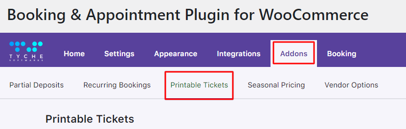 Printable Tickets - Tyche Softwares Documentation