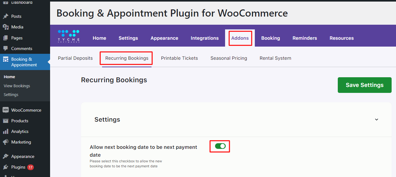 Recurring Bookings - Tyche Softwares Documentation