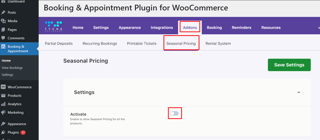 Seasonal Pricing - Tyche Softwares Documentation