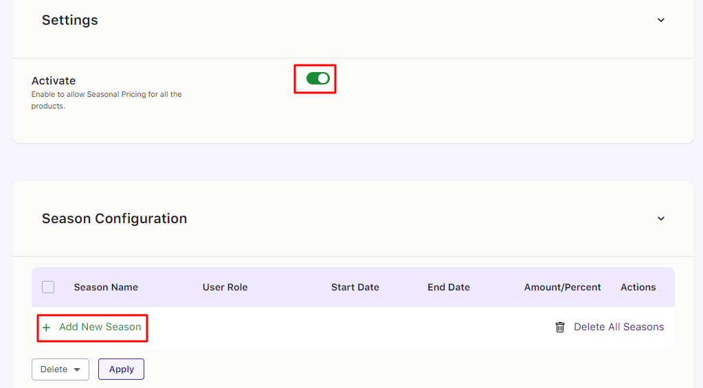 Seasonal Pricing - Tyche Softwares Documentation