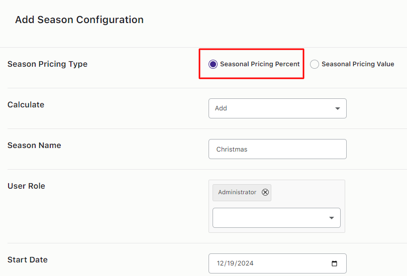 Seasonal Pricing - Tyche Softwares Documentation