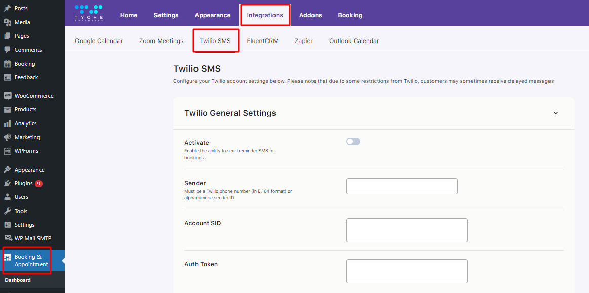 Twilio SMS 1 Twilio SMS - Tyche Softwares Documentation