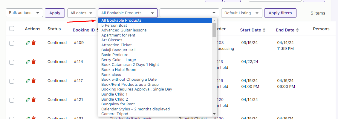 View Bookings - Tyche Softwares Documentation