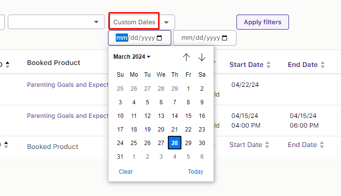 View Bookings - Tyche Softwares Documentation