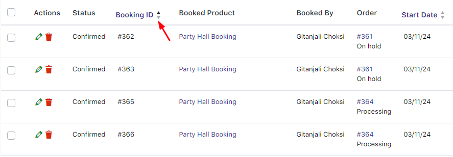 View Bookings - Tyche Softwares Documentation