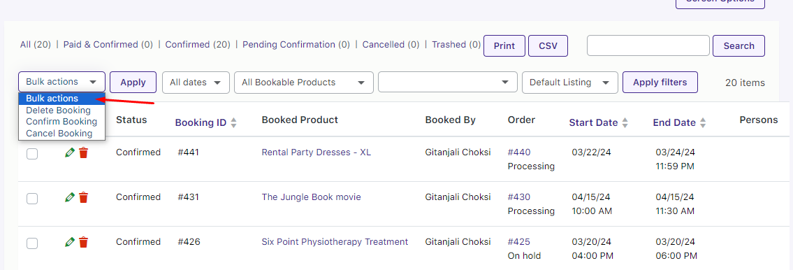 View Bookings - Tyche Softwares Documentation