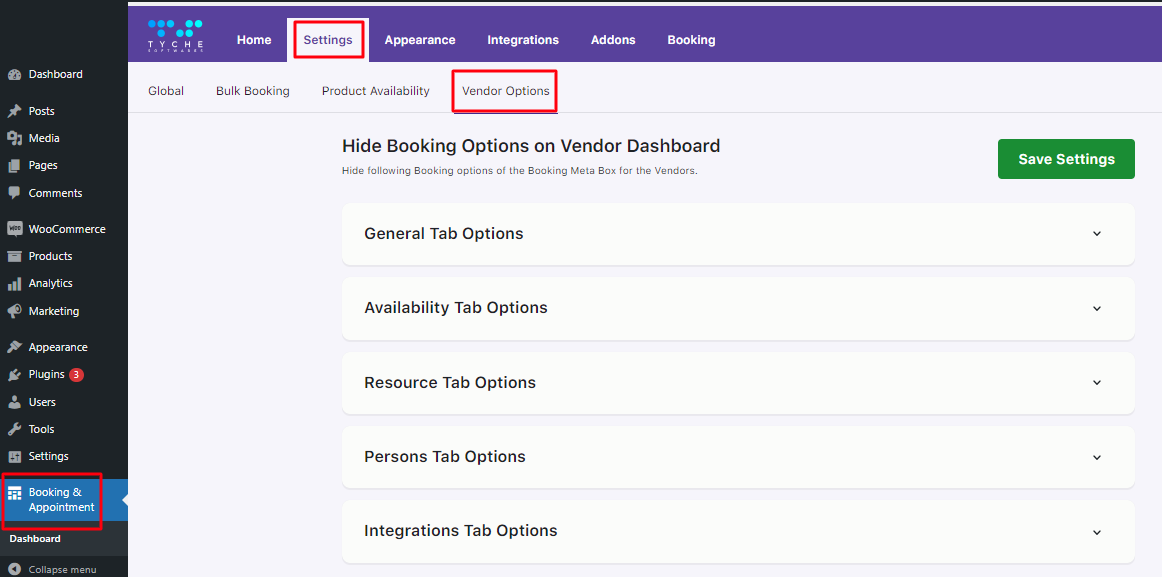 Vendor Options - Tyche Softwares Documentation