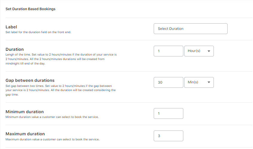 Duration Based Time in the Date & Time Booking Type - Tyche Softwares Documentation