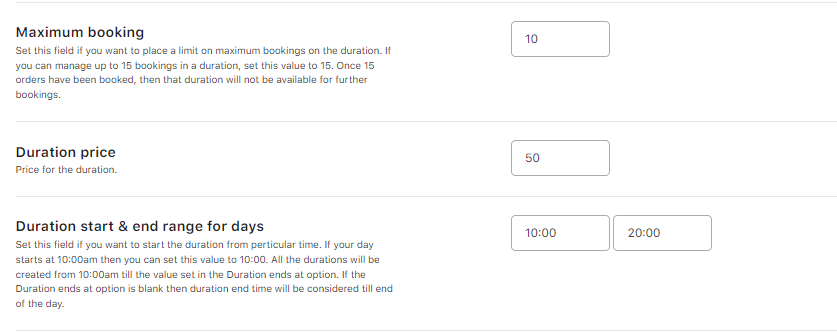 Duration Based Time in the Date & Time Booking Type - Tyche Softwares Documentation