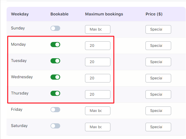 Fixed Time in the Date & Time Booking Type - Tyche Softwares Documentation