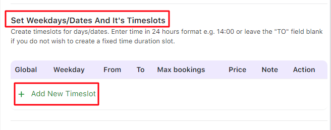 Fixed Time in Date and Time Slot Booking Type - Tyche Softwares Documentation