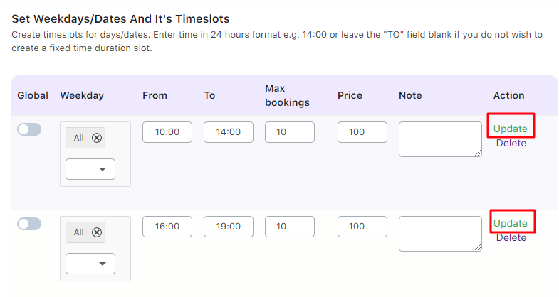 Fixed Time in Date and Time Slot Booking Type - Tyche Softwares Documentation