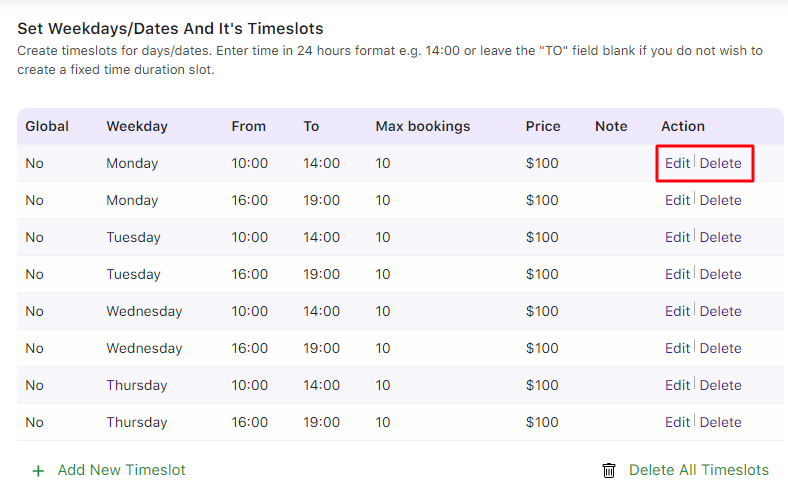 Fixed Time in Date and Time Slot Booking Type - Tyche Softwares Documentation