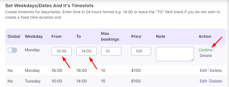 Fixed Time in the Date & Time Booking Type - Tyche Softwares Documentation