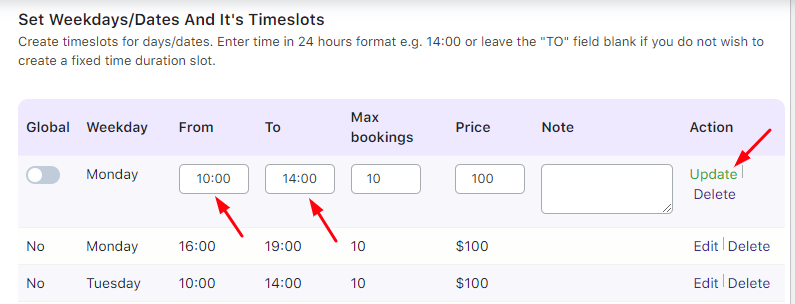 Fixed Time in Date and Time Slot Booking Type - Tyche Softwares Documentation
