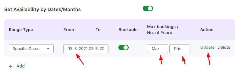 Setup Multiple Dates Booking - Tyche Softwares Documentation