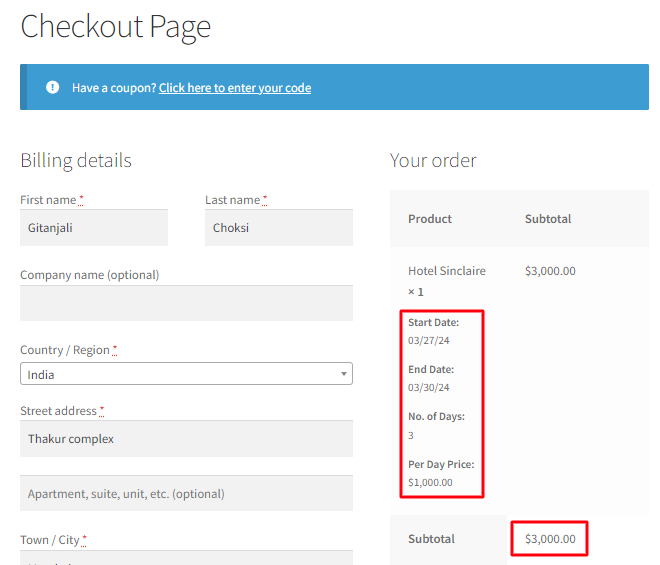 Multiple Nights Booking for Simple Products - Tyche Softwares Documentation